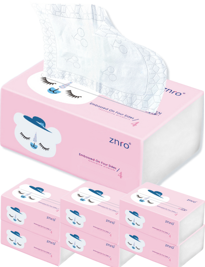 ZNRO Facial Tissue - Lint Free 4 Ply Thick & Soft,Made of Virgin Wood Pulp,Cute Pink Plastic Packaging,100 Pulls per Bag,Pack of 6,Fast & Free Shipping for Final Sale